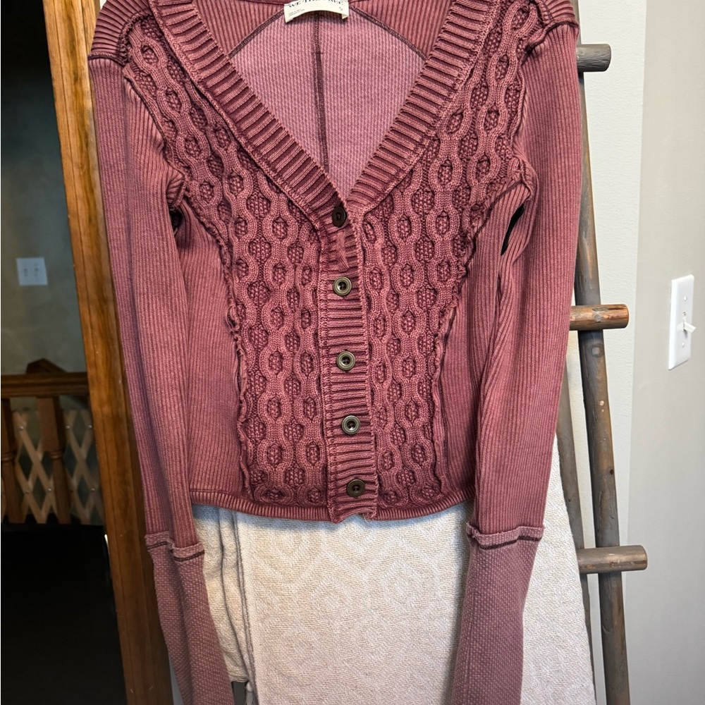 We The Free snap shot cable cardi